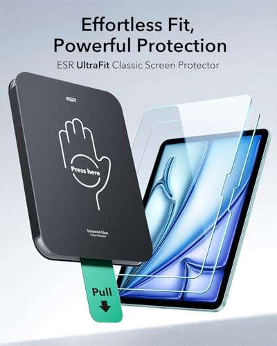 ESR 2 Pack Screen Protector for iPad Air 11 Inch M4/M3/M2, 9H Glass - size: Air 11" M4/M3/M2 (2026/2025/2024)