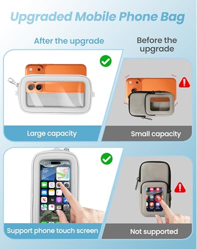 Clip and Go Strap for Phone with Wallet Crossbody, Detachable Wristlet Strap Pocket with Zipper Phone Screen ID Window, 2 Pcs Metal Tether Patches Compatibe with iPhone and Most Smartphones White - color: White