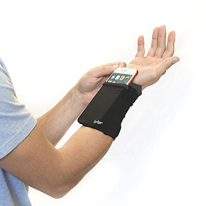 Sprigs Wrist Wallet Running Wristband Pocket for Keys Cards Cash ID Phone - color: Black/Grey