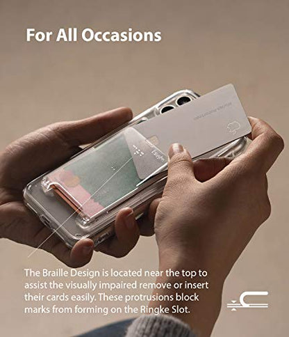 Ringke Slot Card Holder for Phone Case, Business Card Holder for Back of Phone, ID Credit Card Holder Stick on for Women Men, Phone Wallet Compatible with iPhone, Galaxy, and Pixel - Clear Mist - color: Clear Mist