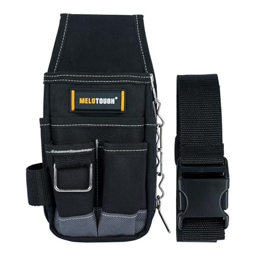 MELOTOUGH Pocket Tool Pouch Tool Belt Pouches with Belt Clip Utility Mini Tool Organizer Pouch for Electrician,Carpenter,Construction,Technician - color: Grey/Black