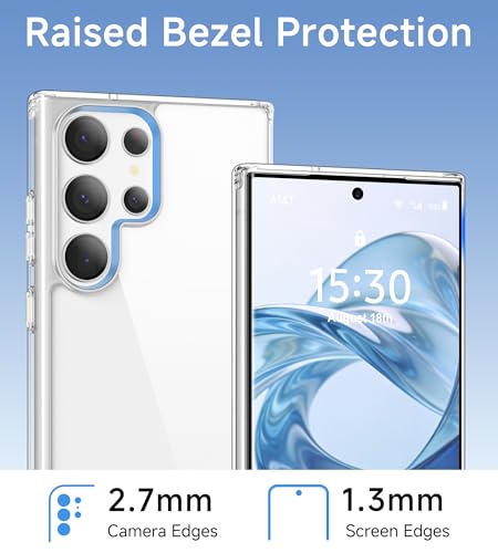 USLAI Case for Samsung Galaxy S22 Ultra 5G, Anti-Yellowing, Crystal Clear Back, Shockproof & Military‑Grade Drop Protection - Transparent - color: Clear, size: Galaxy S22 Ultra