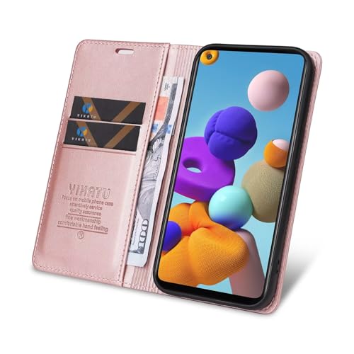 Compatible with Samsung Galaxy A21S Wallet Case PU Leather Flip Folio Case with Card Holder Magnetic Closure Shockproof Protective Phone Cover Rose Gold - color: Rose Gold, size: Samsung A21S