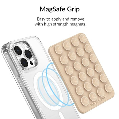 Velvet Caviar Suction Cup Phone Case Mount Compatible with MagSafe Devices Only - Magnetic Silicone Sticky Phone Grip Holder for iPhone Back of Phone - Mirror Gripper (Nude) - color: Nude