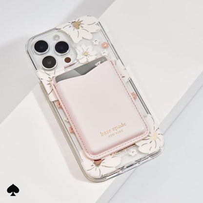 kate spade new york Magnetic Card Holder/Wallet - Pale Dogwood | Stylish Phone Wallet - Compatible w/MagSafe Phones & Cases -Detachable MagSafe Wallet for iPhone 17 Pro Max/16/15/14/Pixel 10 - color: Pale Dogwood