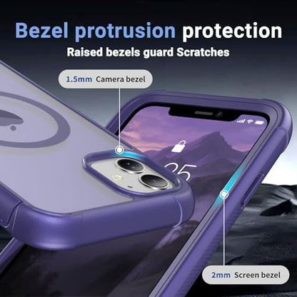 jaroco Magnetic for iPhone 11 Case Heavy Duty Protection Dark Purple | Compatible with MagSafe,Military Grade Drop Protection,Translucent Matte,Non-Slip,Shockproof 2-Layer Durable Bumper Case - color: Dark Purple, size: iPhone 11