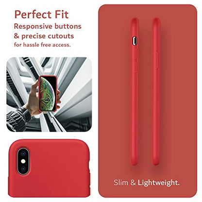 TUDIA Ultra Slim Soft Silicone Compatible with iPhone Xs Max Case - Shockproof Slim Lightweight Cute Flexible Protective Cases Cover - Red - color: Red, size: iPhone XS Max