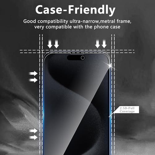 3+3 Pack Privacy Screen Protector Designed for iPhone 15 Pro With 3 Pack Camera Lens Protector,Full Coverage Anti-Spy Tempered Glass Film,9H Hardness,Bubble Free,Easy to Install - color: iPhone 15 Pro FK33