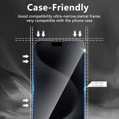 3+3 Pack Privacy Screen Protector Designed for iPhone 15 Pro With 3 Pack Camera Lens Protector,Full Coverage Anti-Spy Tempered Glass Film,9H Hardness,Bubble Free,Easy to Install - color: iPhone 15 Pro FK33
