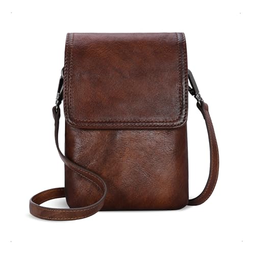 Iswee Rfid Blocking Small Crossbody Bag for Women Travel Classic Style | Genuine Leather,Adjustable Shoulder Strap,Fits 6.9" Phone,Anti-Theft Purse,Perfect for Daily Use and Weekend Travel - color: Coffee