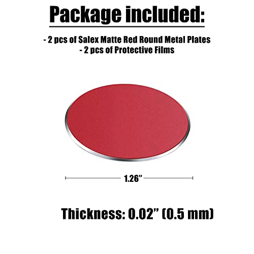 SALEX Replacement Metal Plates Set for Magnetic Car Phone Holders, Wall & Air Vent Mounts, Cases, Magnets. Kit of 2 Matte Red Round Iron Discs Without Holes. 3M Adhesive Backing. Steel Disks 2 Pack. - color: Red / 2 Pack