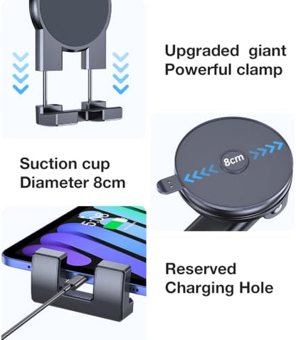 Tablet Holder for Car iPad Holder for Car【Windshield+Dash】Suction Cup ipad Mount for Truck Stand【360° 】Tablet Car Mount soporte de telefono para carro for All 4.7"-12.9" Apple iPad Samsung Galaxy Tab