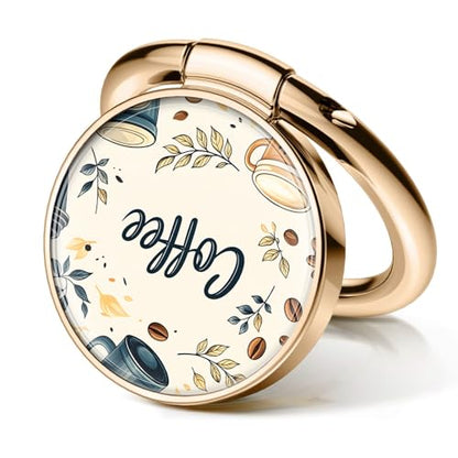 Cell Phone Ring Holder, Cute Metal Phone Grip Stand Finger Ring Kickstand, Flexible 360°Rotation Phone Tablet Case Accessories Compatible with Most Phones Cute Coffee Cup - color: Cute Coffee Cup