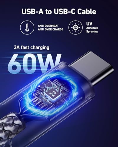 USB to USB C Cable 60W Fast Charging [2 Pack 6FT], USB A to USB C Cable for - color: Grey, size: 6FT, style: USB A to USB C