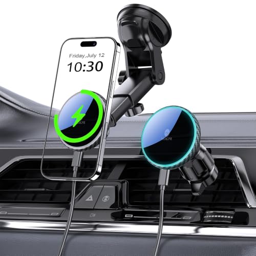 for Mag-Safe Car Mount Charger Dash Windshield Vent Magnetic Phone Holder - color: Carbon Firber