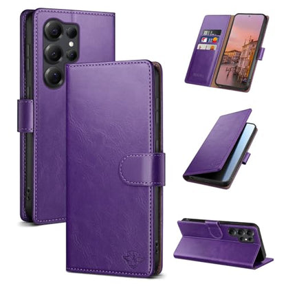 Wallet Case for Samsung Galaxy S25 Ultra, Purple | RFID-Blocking Card Holder, Kickstand, Magnetic Closure, PU Leather Folio Flip Cover, Protective Women Men Cases - color: Purple, size: Samsung Galaxy S25 Ultra