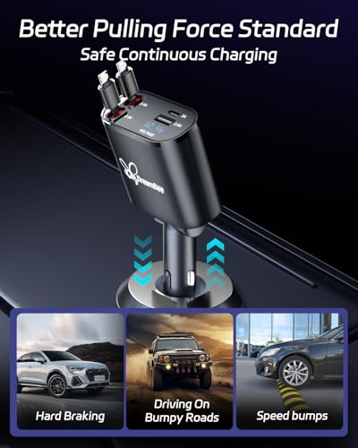 Retractable Car Charger,Super Fast USB Car iPhone Charger,Gifts for Men Women Car Truck Accessories for iPhone 15/14/13/12 Pro Max XR,iPad,Samsung,Pixel - size: Dual Lightning Cords