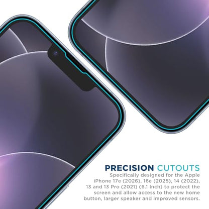 Tech Armor Screen Protector for iPhone 17e, 16e, 14, 13 Pro Glass, 3-Pack - size: iPhone 17e/16e/ 14 / 13 / 13 Pro-6.1 Inch