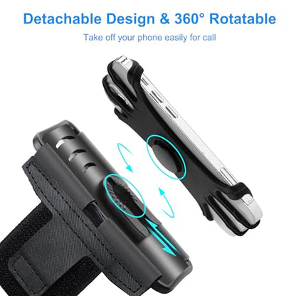 Cell Phone Running Armband - Detachable & 360° Rotatable Universal Cellphone Arm Band for iPhone 17 16 15 14 13 Pro Max Plus Samsung Galaxy Note S24 S23 for Workout Exercising Walking Jogging - color: Black Armband