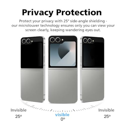 2 PACK Front Privacy Screen Protector Compatible with Samsung Galaxy Z Flip 6 [25° Anti Spy] EPU+PET Film, Self-Healing, Easy Installation, Case Friendly, 3H Hardness - size: Galaxy Z Flip 6