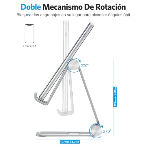 OMOTON Foldable Cell Phone Stand, C4 Portable Aluminum Phone Holder - color: Grey