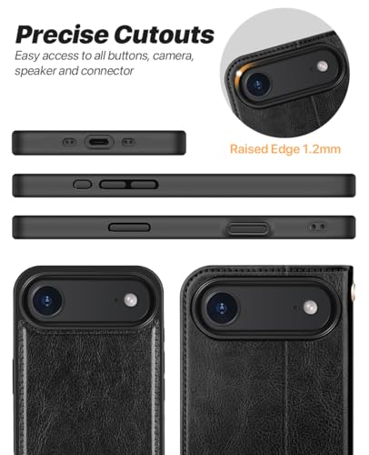 OCASE for iPhone Air Detachable Wallet Case with Card Holder, 2 in 1 PU Leather Flip Folio with RFID Blocking Stand Wrist Strap Shockproof Phone Cover 6.5 Inch 2025, Black - color: Black, size: iPhone Air