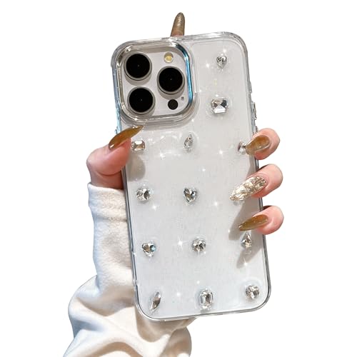 EYZUTAK Case for iPhone 12 Pro Max, Bling Glitter 3D Diamond Phone Case Cute Sparkly Crystal Clear Aesthetic Design Case Slim Soft Durable TPU Transparent Protective Cover for Women Girls - Crystal - color: Crystal, size: iPhone 12 Pro Max