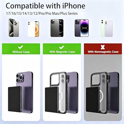 Magsafe Wallet Magnetic Card Holder for Phone, Black - color: Slim Magnetic No Clip - Matte Black