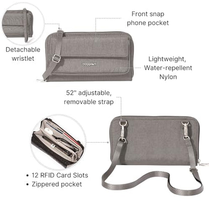 Baggallini Rfid Phone Wallet Crossbody - color: Sterling Shimmer