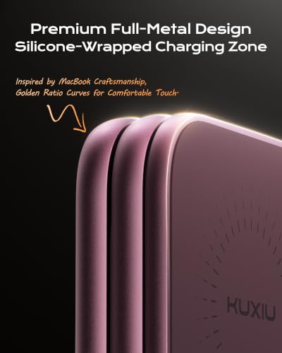 KU XIU Qi2.2 25W Magnetic Wireless Charger for iPhone 18 Pro Max, Foldable 3 in 1 Travel Charging Station for iPhone 18-12, 5W for Apple Watch & AirPods, Aluminum Alloy Design, 45W Adapter, Burgundy - color: Burgundy