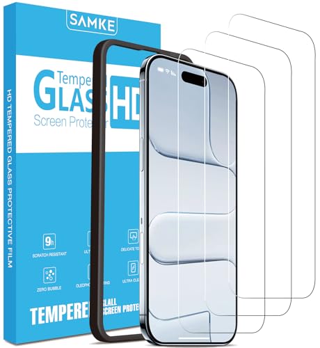 SAMKE 3 Pack Screen Protector for iPhone 17 Air Tempered Glass 6.5" - size: iPhone 17 Air (6.5-inch)