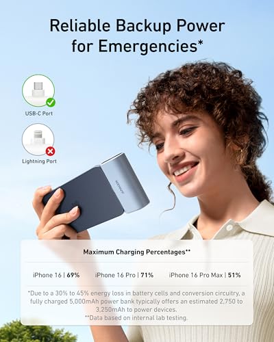 Anker Nano Power Bank,5,000mAh Portable Charger, Built-in USB-C Connector - color: Sprout Green