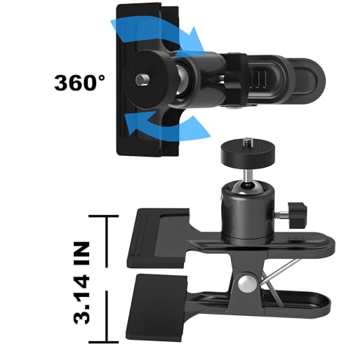 Metal holder Clip Clamp Mount 360 Degree Rotation 1/4 inch Screw for iPhone 16 15 14 13 12 series Samsung Oneplus Xiaomi Cell Phones and Arlo/Blink/Eufycam/Wyze/Nest/reolink/Tapo camera series