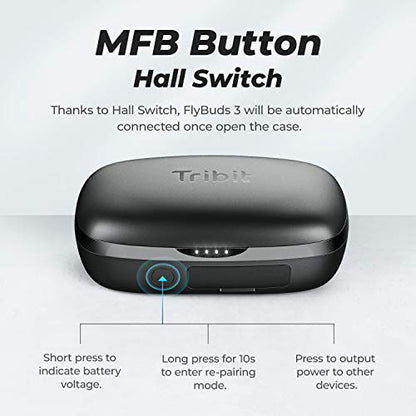 Tribit FlyBuds 3 Wireless Earbuds, 110H Playtime Bluetooth Headphones - color: Black