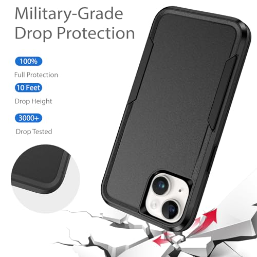 Designed for iPhone 15 Plus Case, Heavy Duty Protection Shockproof Dropproof Dustproof Anti-Scratch Phone Case Cover Protective Case, Black - size: for iPhone 15 Plus