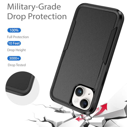 Designed for iPhone 15 Plus Case, Heavy Duty Protection Shockproof Dropproof Dustproof Anti-Scratch Phone Case Cover Protective Case, Black - size: for iPhone 15 Plus