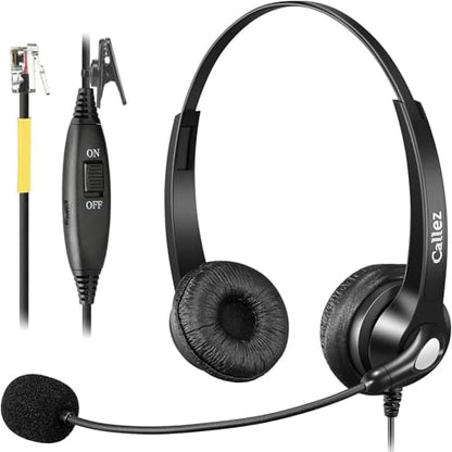 Callez Telephone Headset for Grandstream Avaya Panasonic Snom Ooma Phones - color: Silver