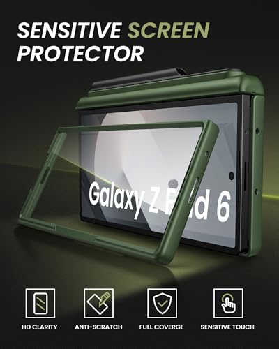 for Samsung Galaxy Z Fold 6 Wallet Case with S Pen Holder, Green - color: Green-P