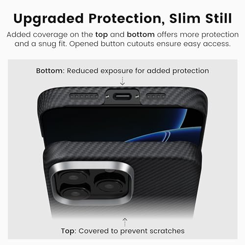 pitaka iPhone 16 Pro Case 6.3” - MagSafe Compatible, Ultra Slim with Caseless Feel, 600D Aramid Fiber Woven - Black/Grey (Twill) - color: Black/Grey (Twill), size: For iPhone 16 Pro, 6.3"