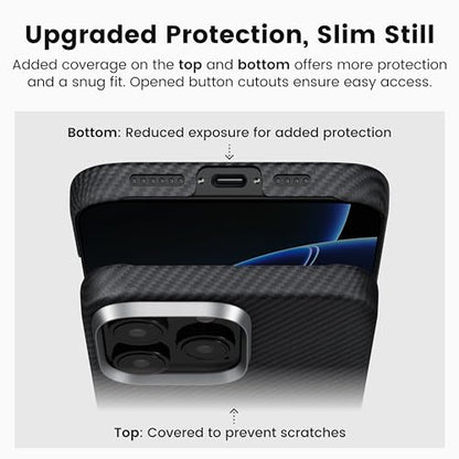 pitaka iPhone 16 Pro Case 6.3” - MagSafe Compatible, Ultra Slim with Caseless Feel, 600D Aramid Fiber Woven - Black/Grey (Twill) - color: Black/Grey (Twill), size: For iPhone 16 Pro, 6.3"