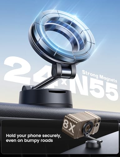 Lamicall for Magsafe Car Mount Dashboard Windshield 70LBS Powerful Suction - color: Black