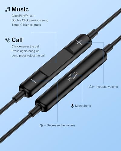iPhone 14 Headphones Wired Earbuds with Lightning Connector MFi Certified - color: Black-1 Pack