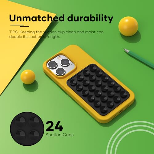 Silicone Phone Sticky Grip, Suction Phone Case Mount for iPhone and Android, Hands-Free Sticky Cell Phone Grip, Mobile Fidget Mirror Holder for Selfies and Videos - color: Midnight Mystery（Black）