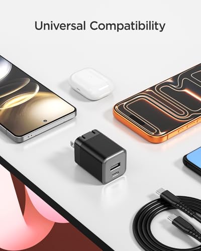 wegear 30W Fast Charger, Dual Port USB C Wall Charger with Foldable Plug - color: Black, size: 2 Packs