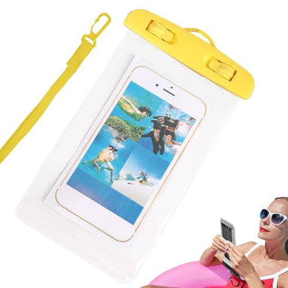 Waterproof Pouch for Phone Transparent Touchscreen Phone Holder | Water Play Cellphone Bag for Beach Cruise Vacation Running Camping Swimming Cycling Kayak Diving Travel - color: Yellow