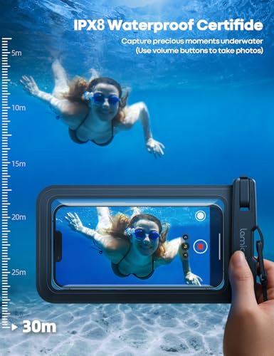 Lamicall Waterproof Phone Pouch Case Bag for iPhone 17 16 15 14 13 12 Pro Max Plus XS, Swimming Equipment Bags for 4-7inches, Bright Red & Black - color: Black & Bright Red