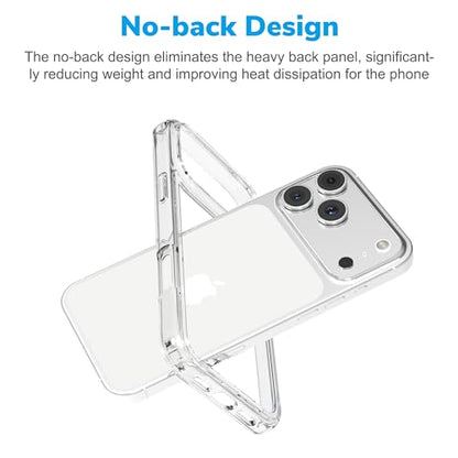 for iPhone 17 Pro Max Clear Bumper Frame No-Back Case, Slim Fit Ultra-Light Anti-Yellowing Transparent Protection Heat Dissipation Bezel Phone Cover Case 6.9" 2025 - color: Clear, size: iPhone 17 Pro Max