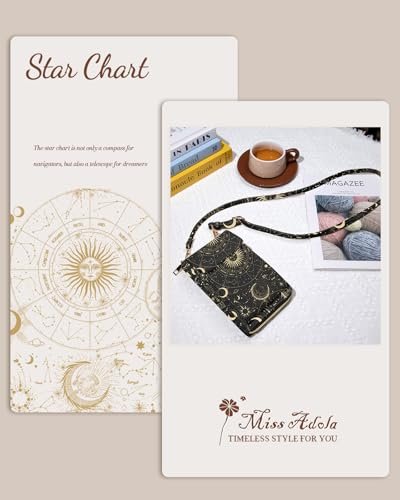 Leather Cell Phone Purse Crossbody Bag for Women | Adjustable Shoulder Strap, Card Slots, Secure Wallet Interior, Cute Pattern Styles, Small Carry for Travel and Daily Use - color: Constellation