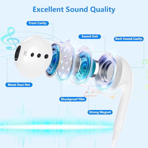 [Apple MFi Certified] 2 Pack Lightning Wired Earbuds for iPhone Plug & Play