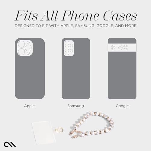 Case-Mate Phone Charm Wrist Strap with Beaded Marble - White Marble | Detachable Anti-Theft Phone Strap - Hands-Free iPhone Wrist Strap for Women - Phone Chain Wristlet for Galaxy, Pixel & More - color: White Marble